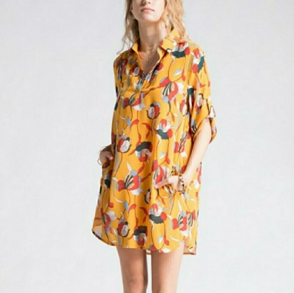 Floral Print Shirt Dress - Picture 2 of 3